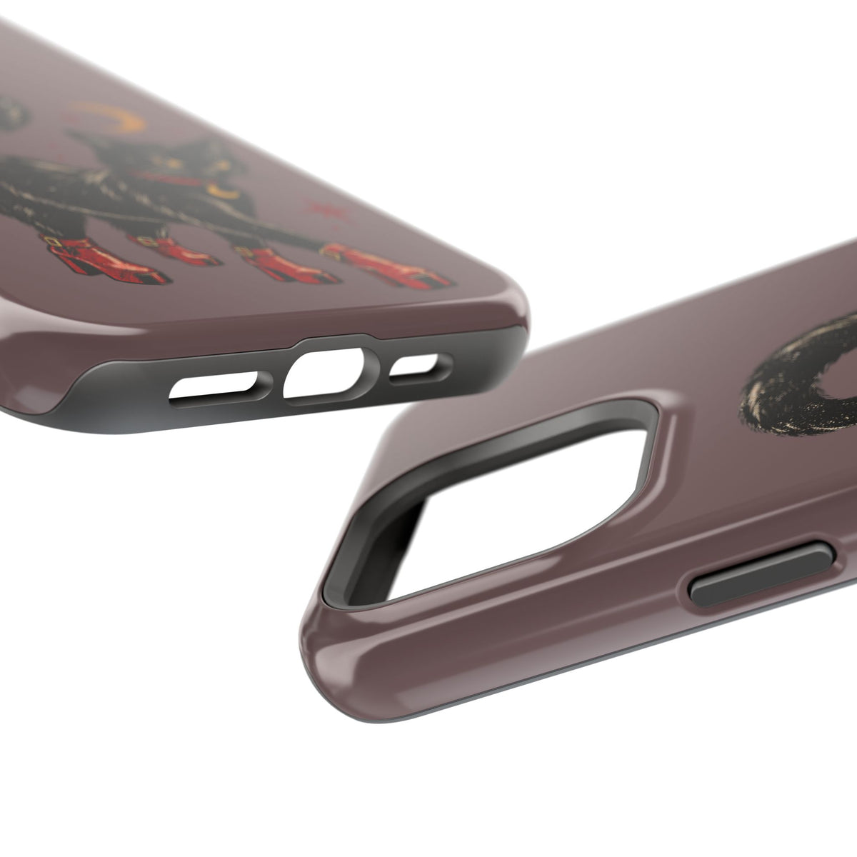 Black Cat in Red Boots MagSafe Phone Case, alternate view