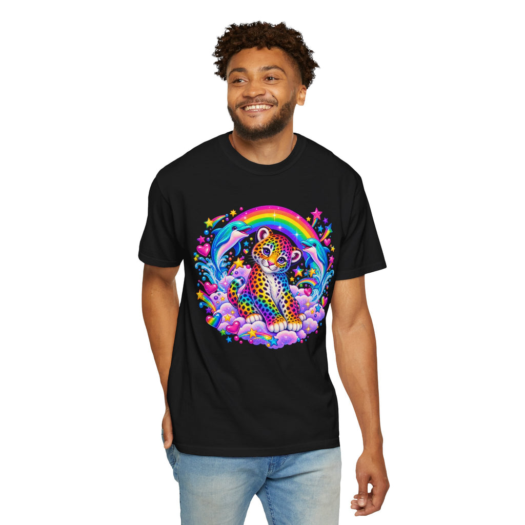 Lisa Frank Inspired Leopard Rainbow Tee