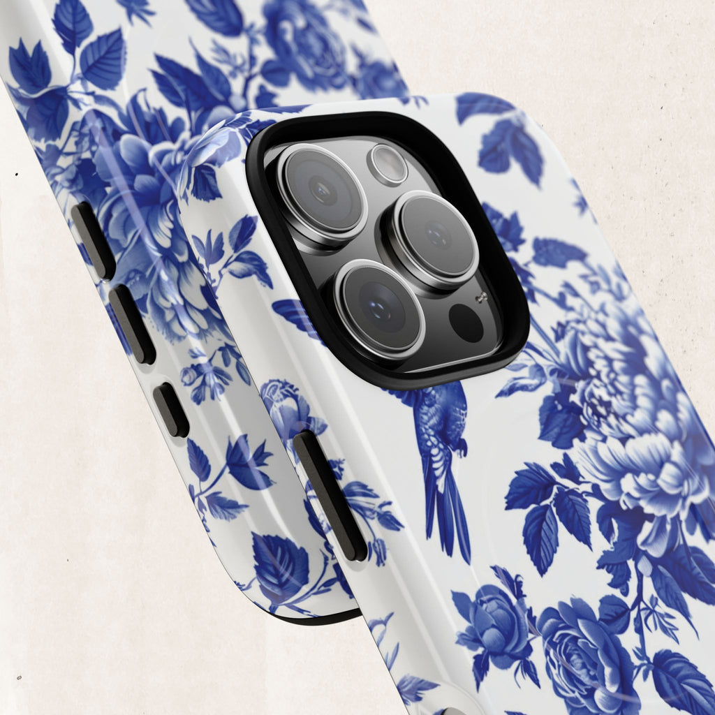 Blue Floral Bird Tough Magnetic Phone Case