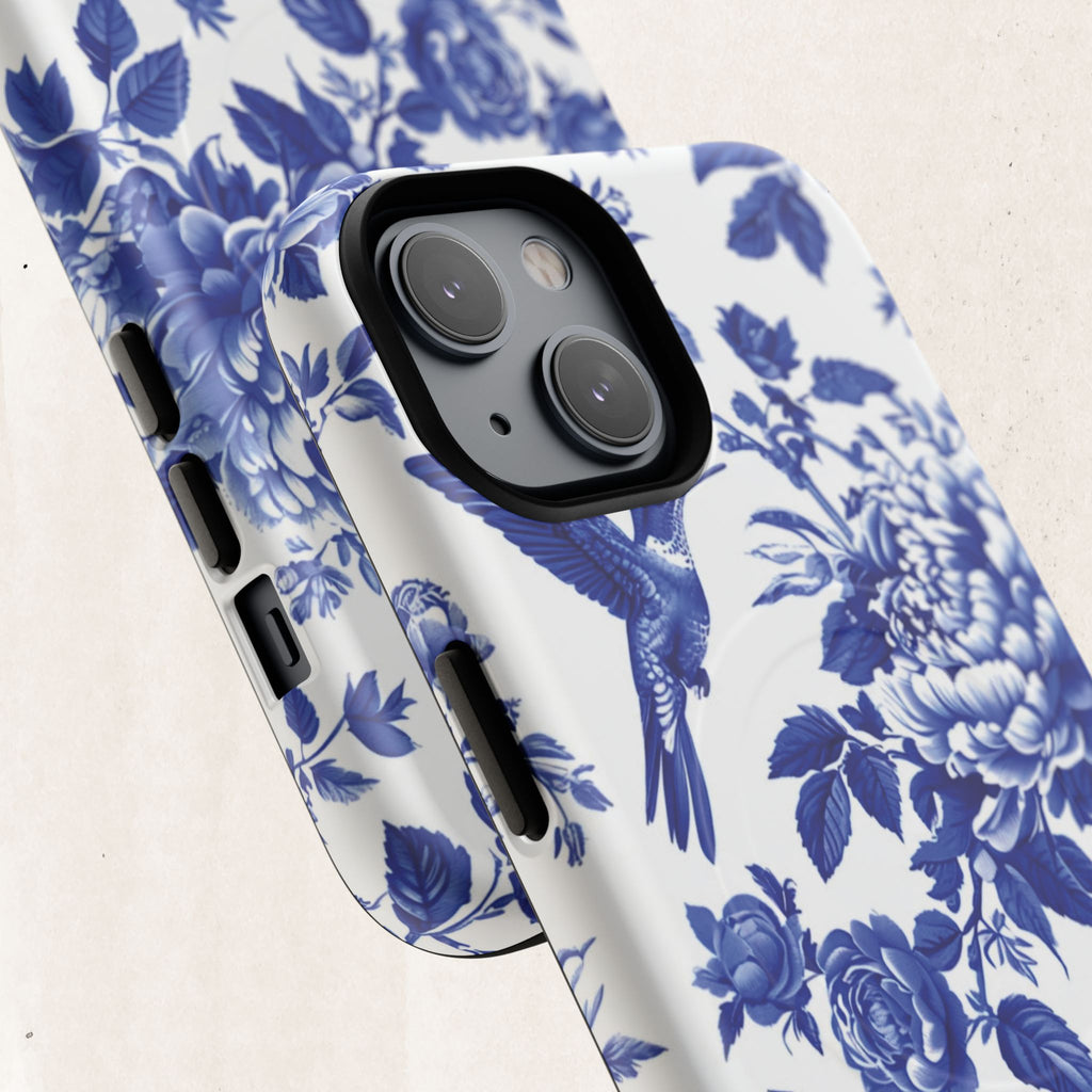 Blue Floral Bird Tough Magnetic Phone Case
