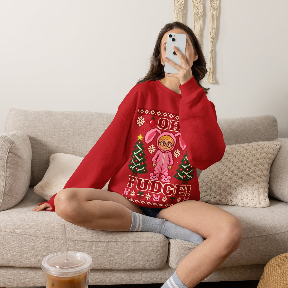 Oh Fudge A Christmas Story Sweatshirt in Forest Green, alternate view