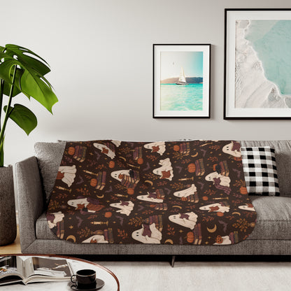 Autumn Ghosts & Books Sherpa Blanket