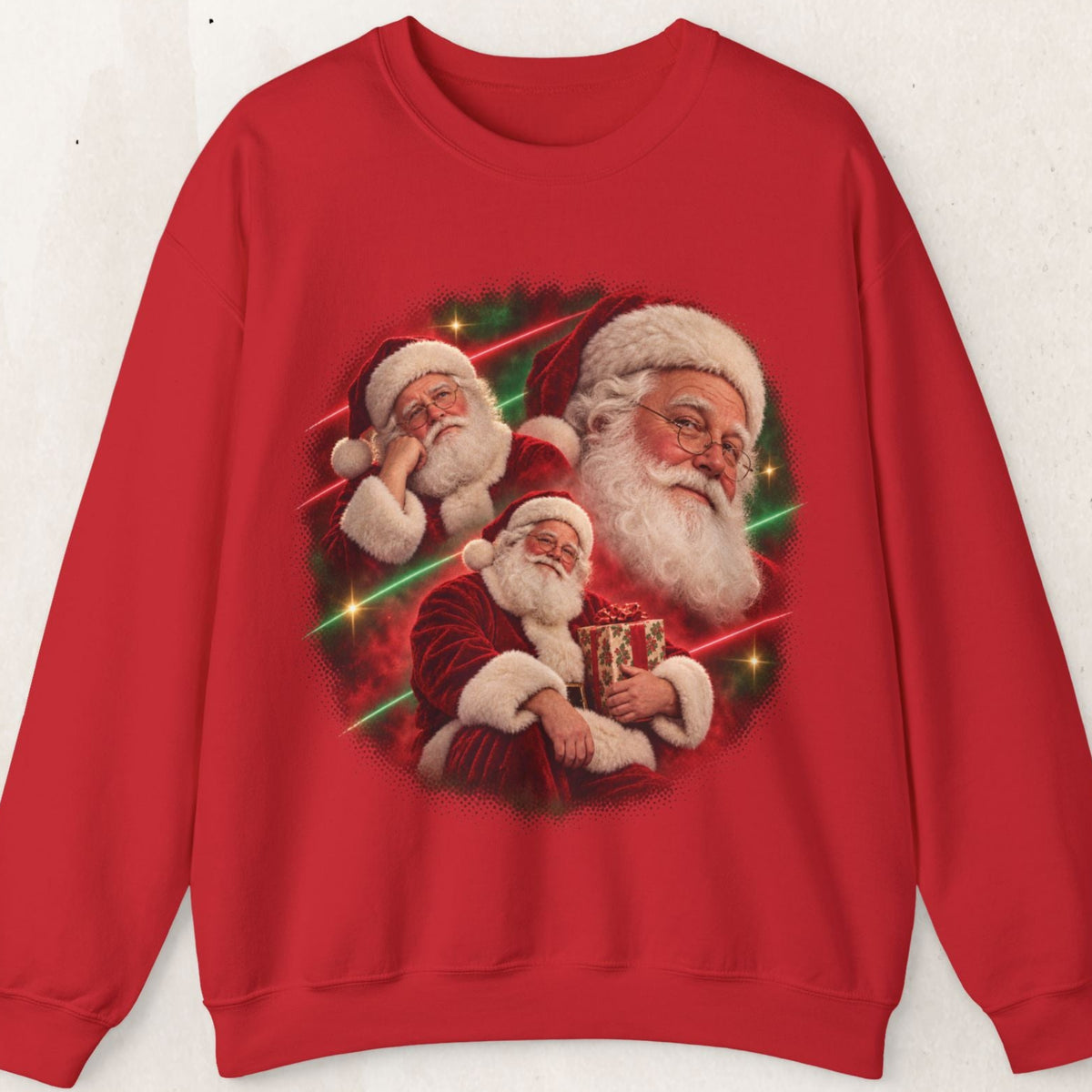 Vintage Santa 80s glamour portrait tacky Christmas sweatshirt by Wicked Thread Society