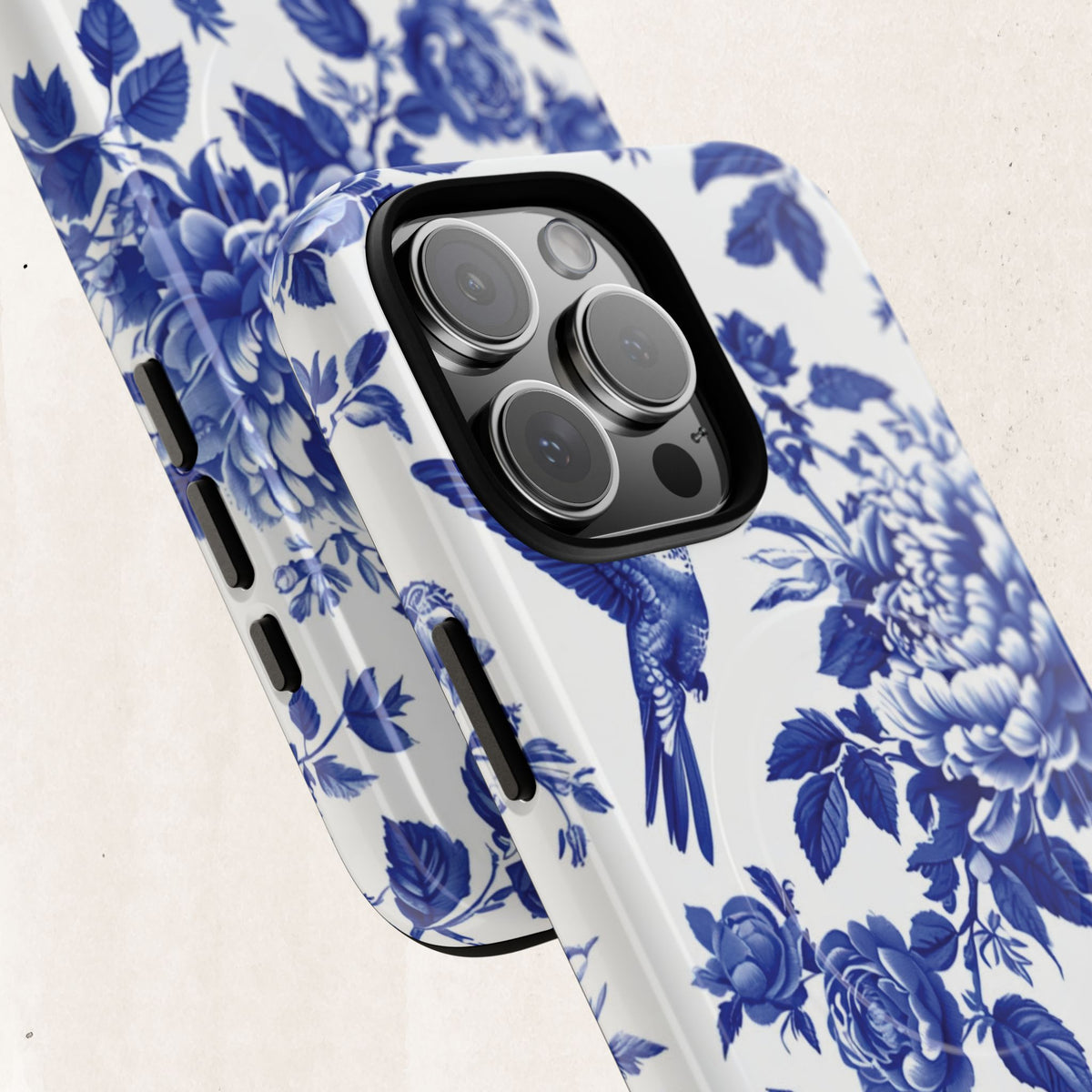 Blue Floral Bird Tough Magnetic Phone Case