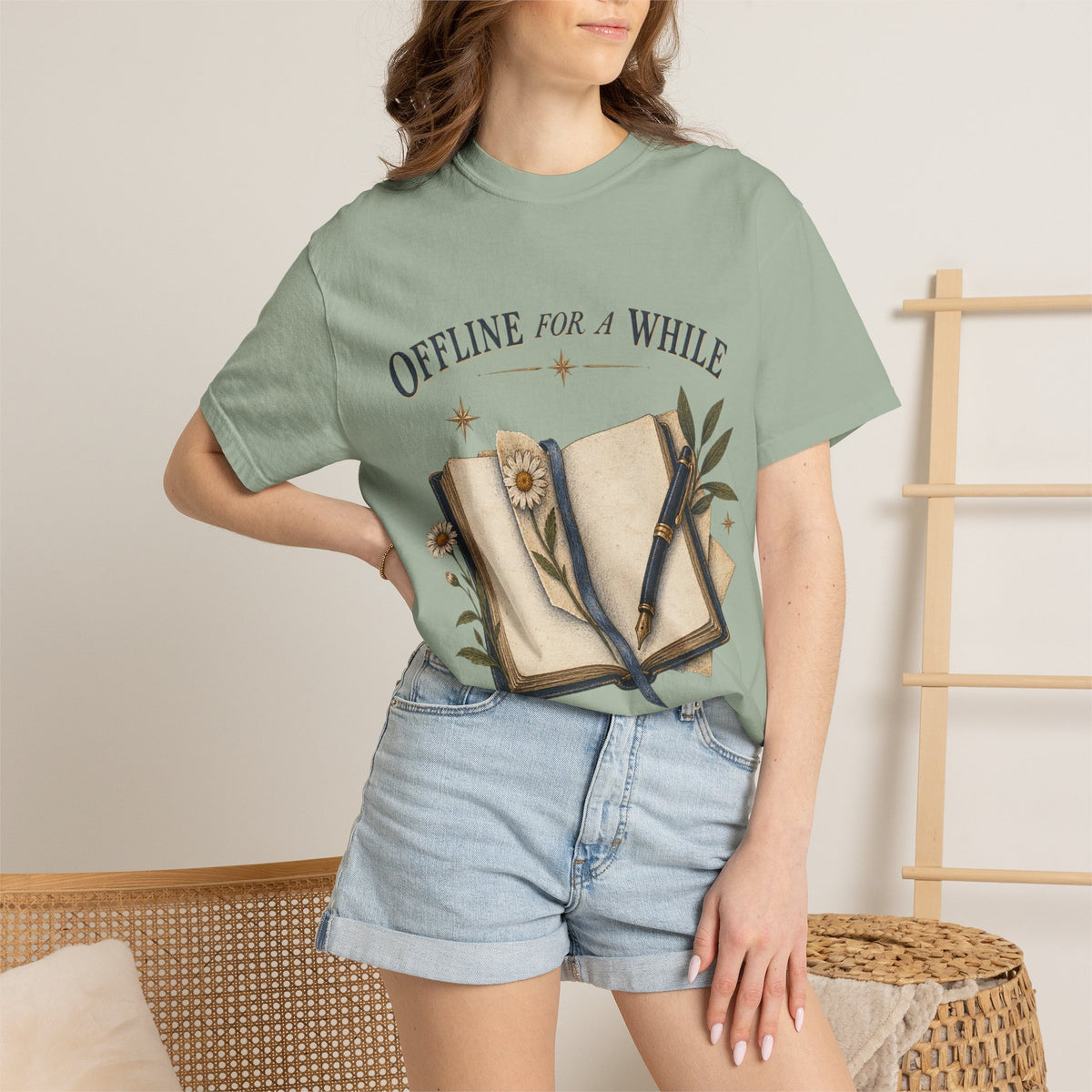 Offline for a While Tee in Bay, alternate view