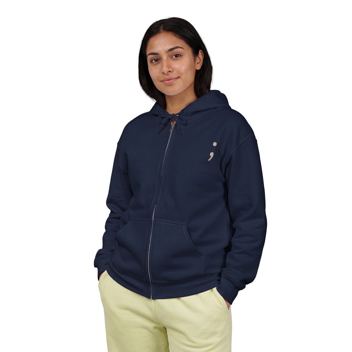 Keep Going Semicolon Zip Up Hoodie | Suicide Awareness Back Print