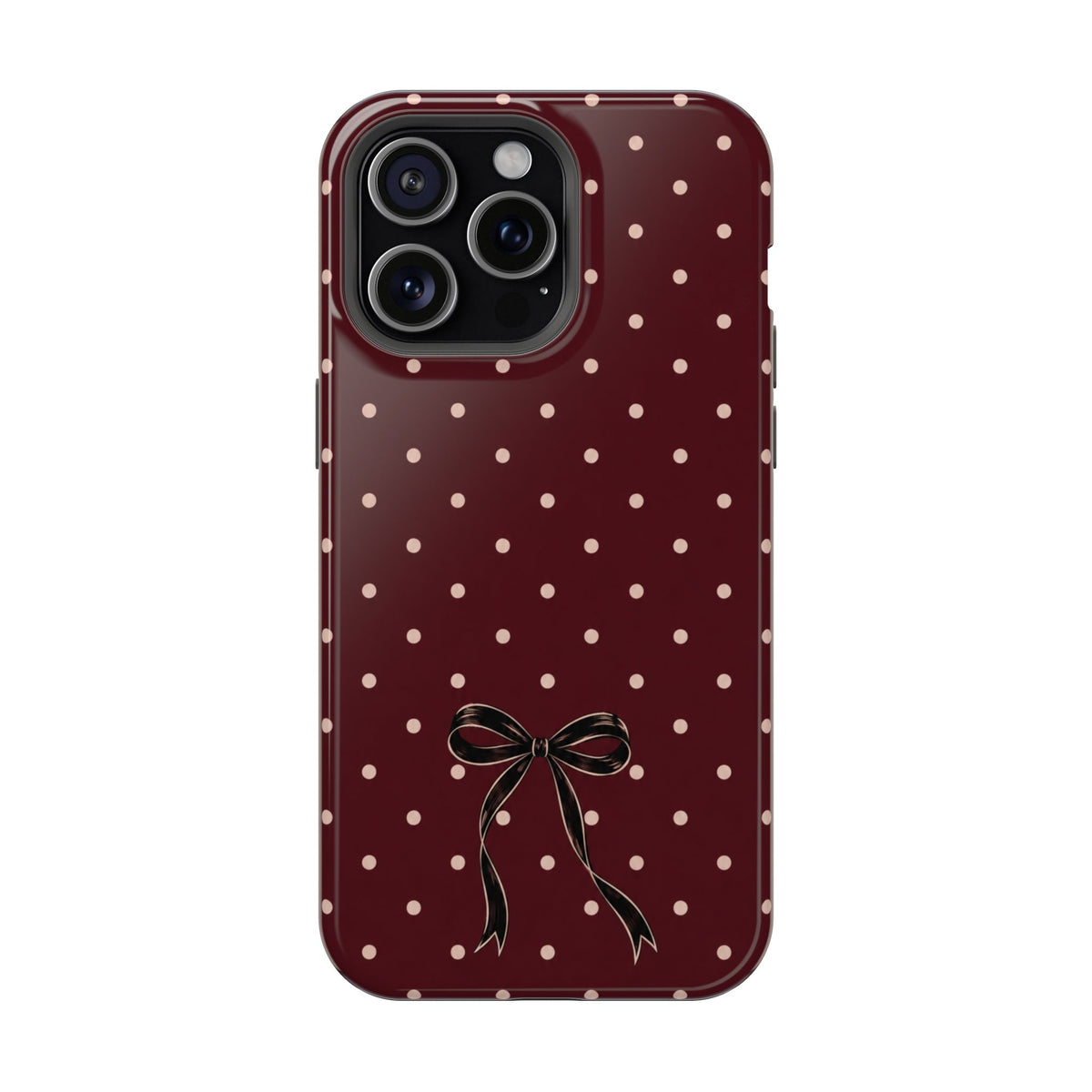 Burgundy Polka Dot Magnetic Phone Case, alternate view