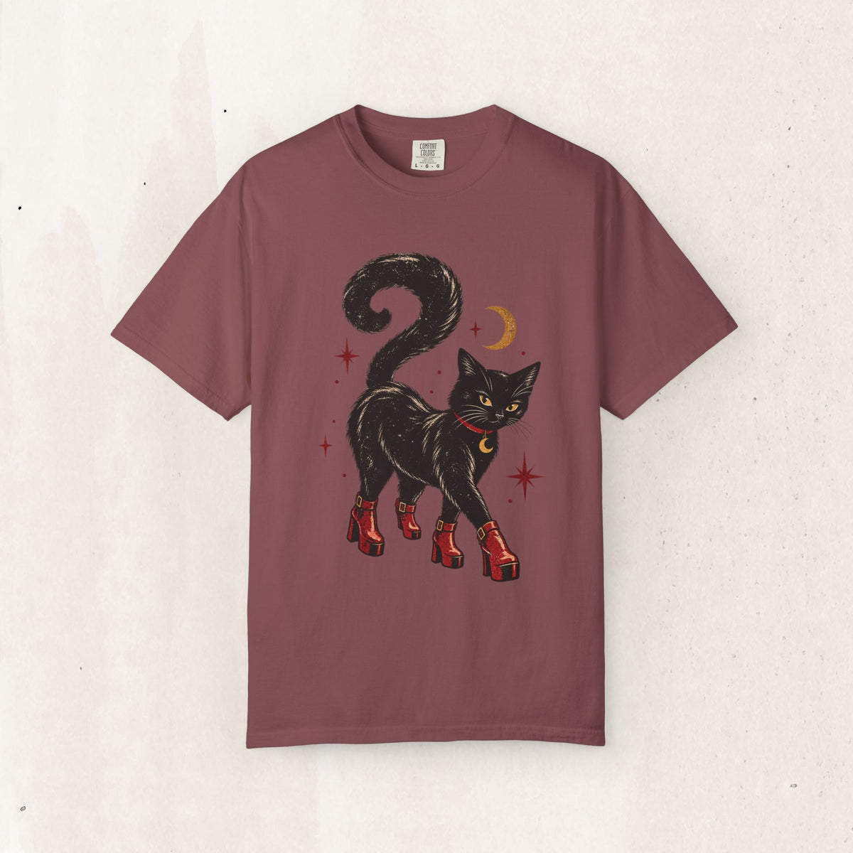 Witchy Cat in Red Boots - Graphic Tee