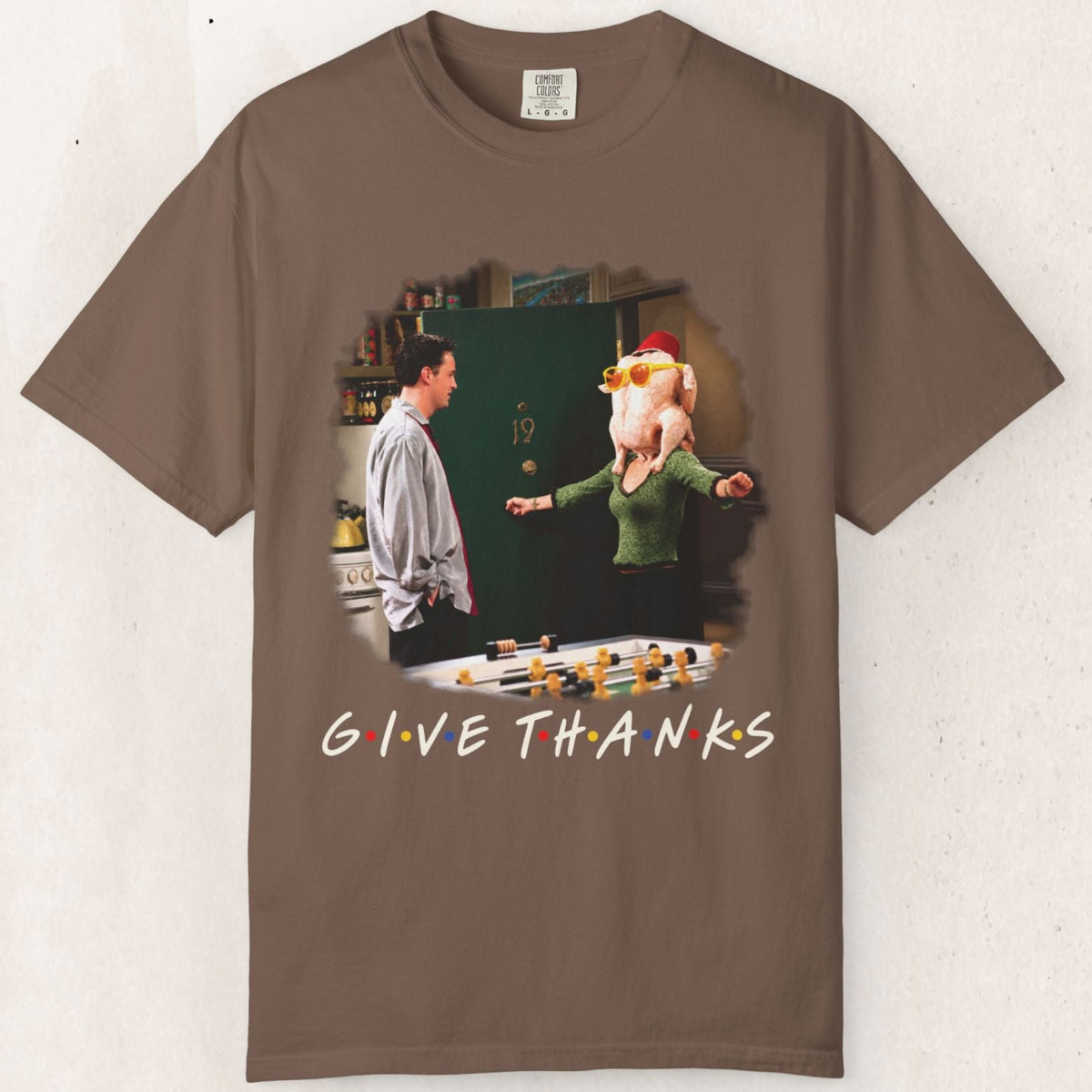 Give Thanks FRIENDS Thanksgiving Tee – Espresso
