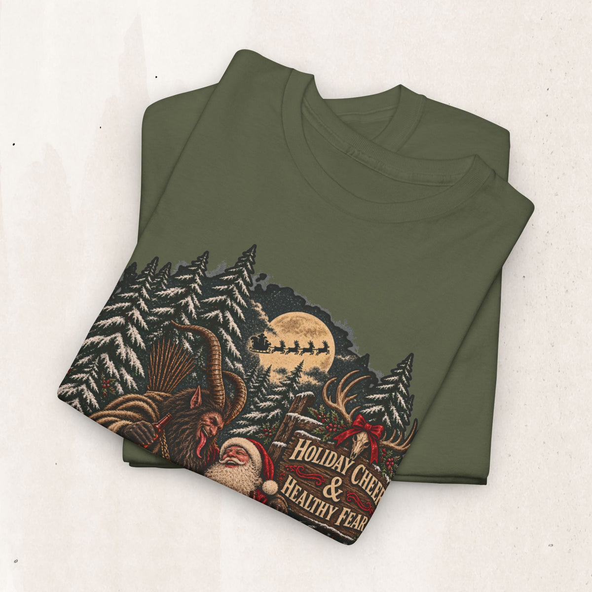 Santa & Krampus Camping Graphic Tee