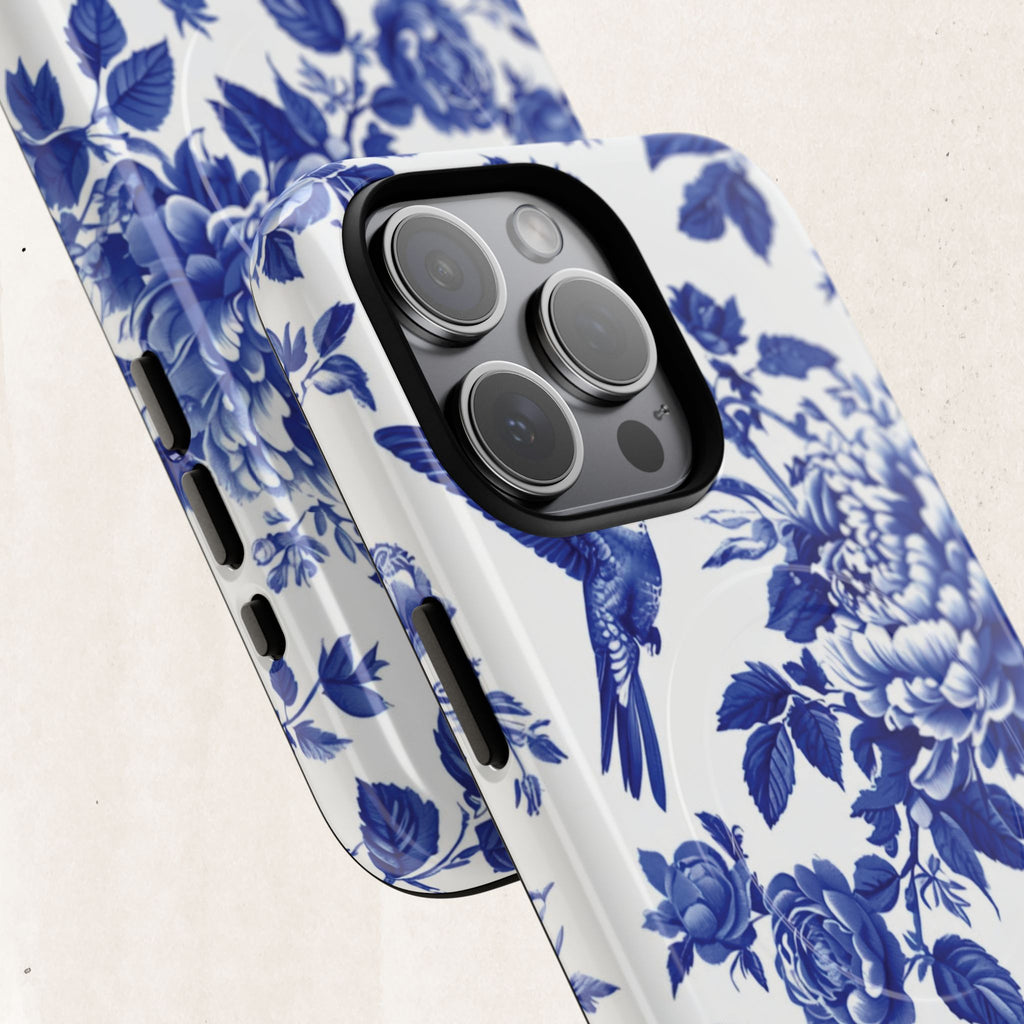 Blue Floral Bird Tough Magnetic Phone Case