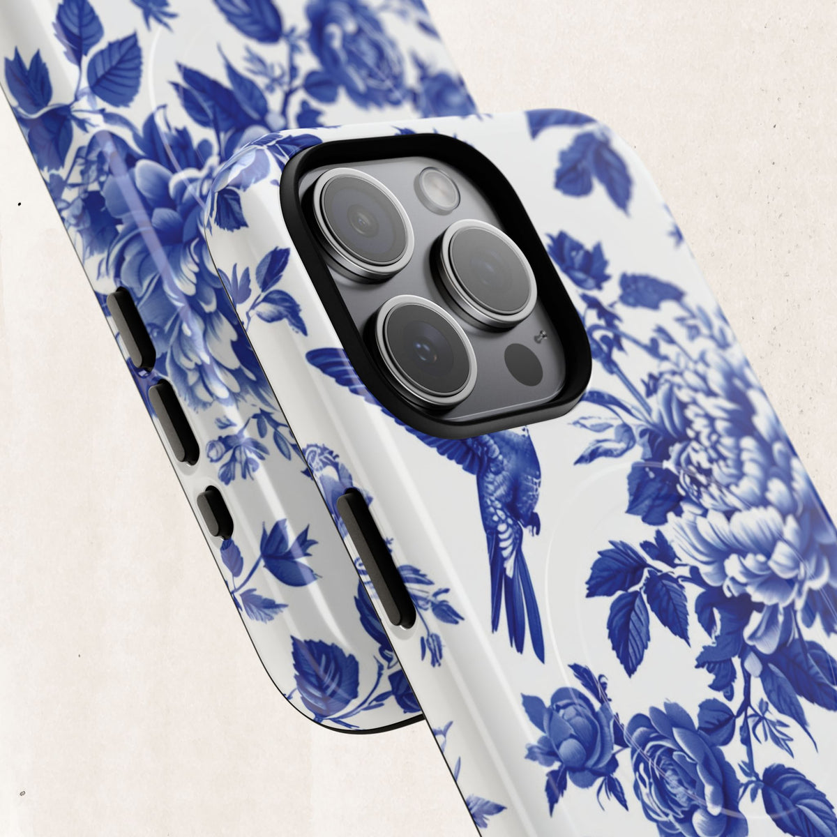 Blue Floral Bird Tough Magnetic Phone Case