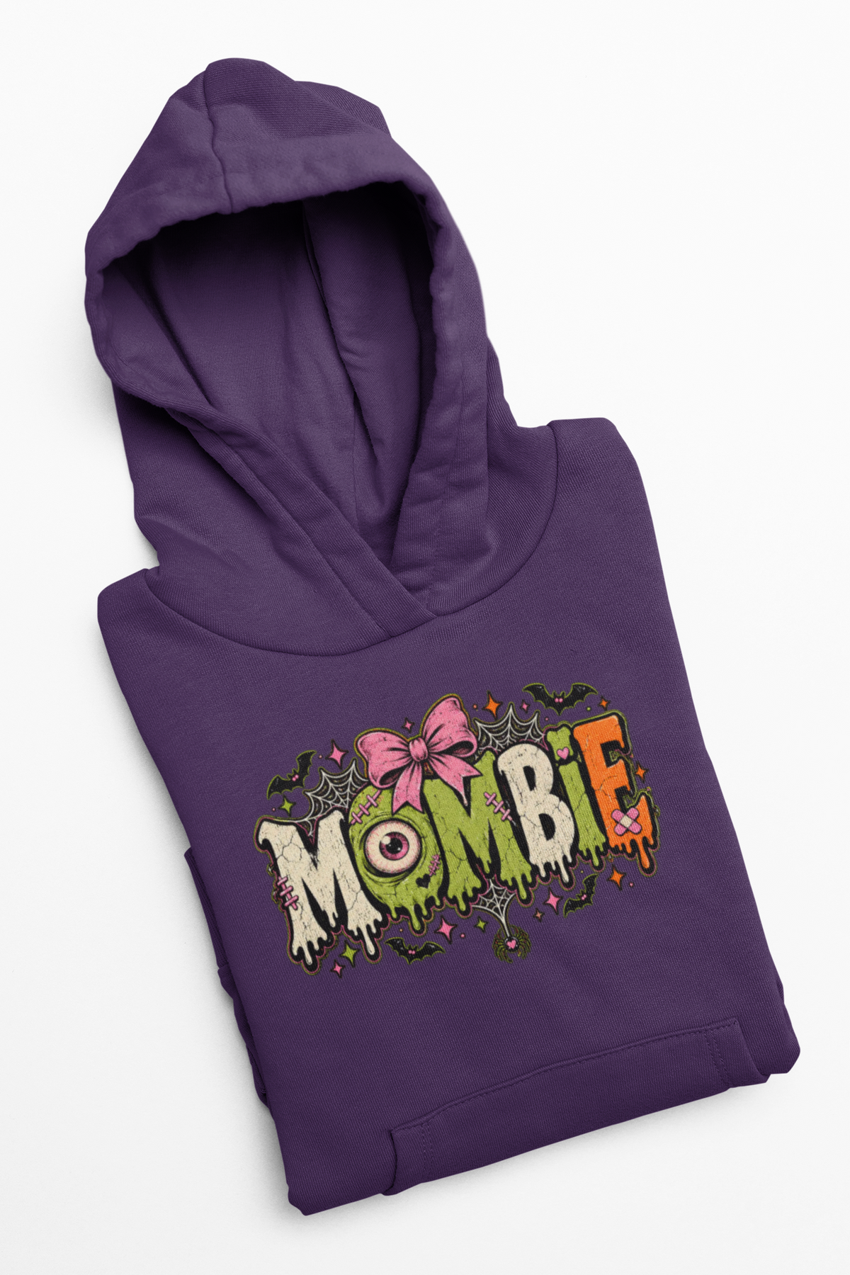 Mombie Halloween Pullover Hoodie in Purple, alternate view