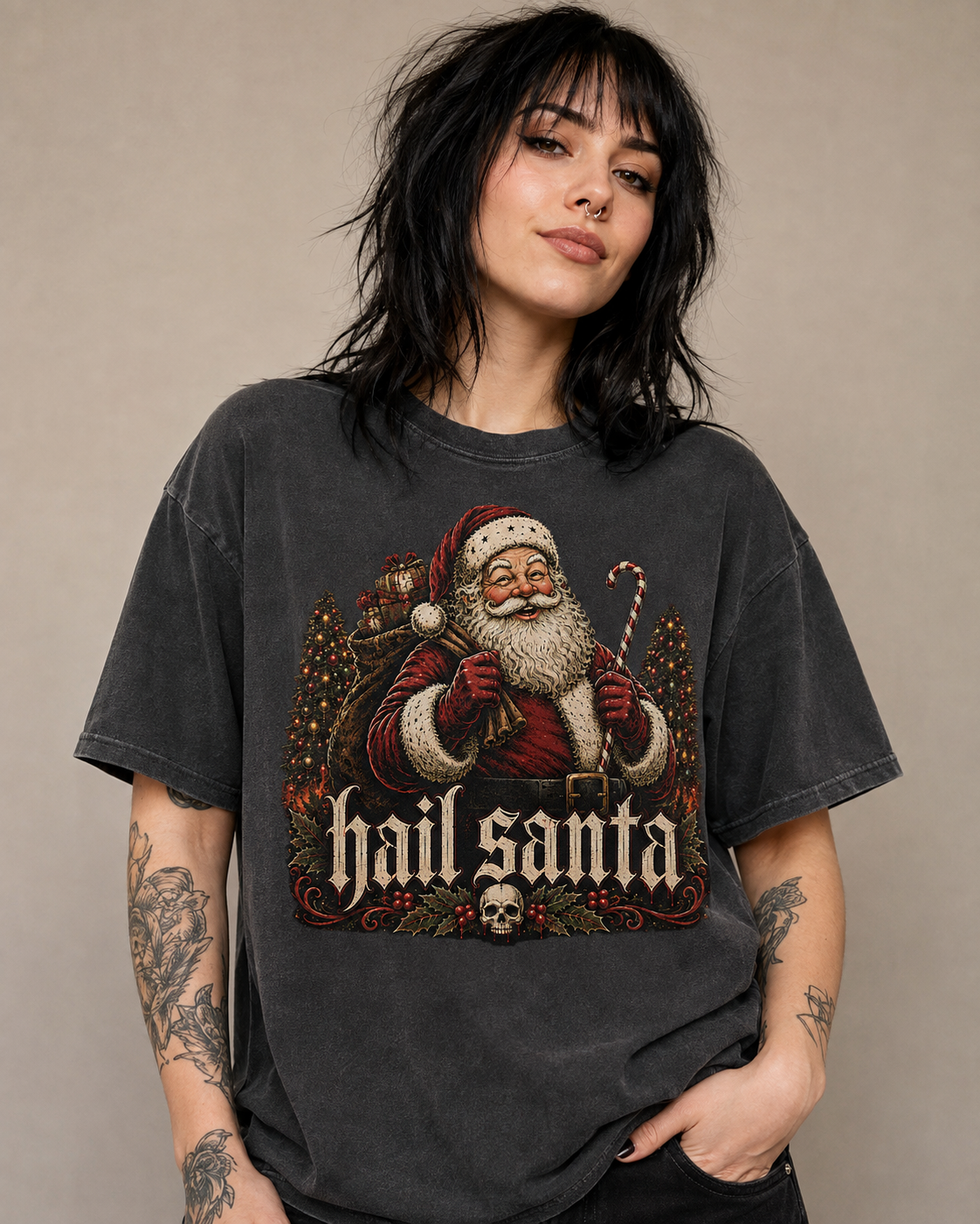 Hail Santa Graphic Tee Printify