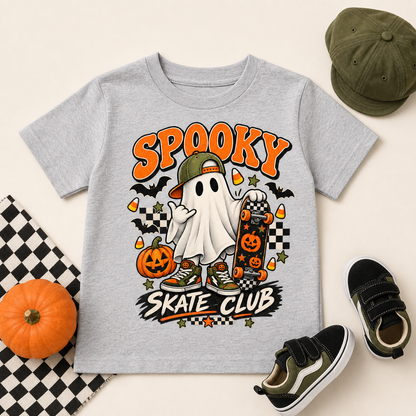 Spooky Skate Club Baby T-Shirt — Halloween Ghost Skateboard Tee