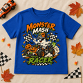 Monster Mash Racer Toddler T-Shirt – Halloween Race Car Tee – Royal