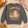 Pumpkin Patch Cutie Toddler Sweatshirt – Fall Ghost Crewneck – Granite Heather