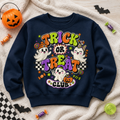 Trick or Treat Club Toddler Sweatshirt – Cute Ghost Halloween Crewneck – Navy