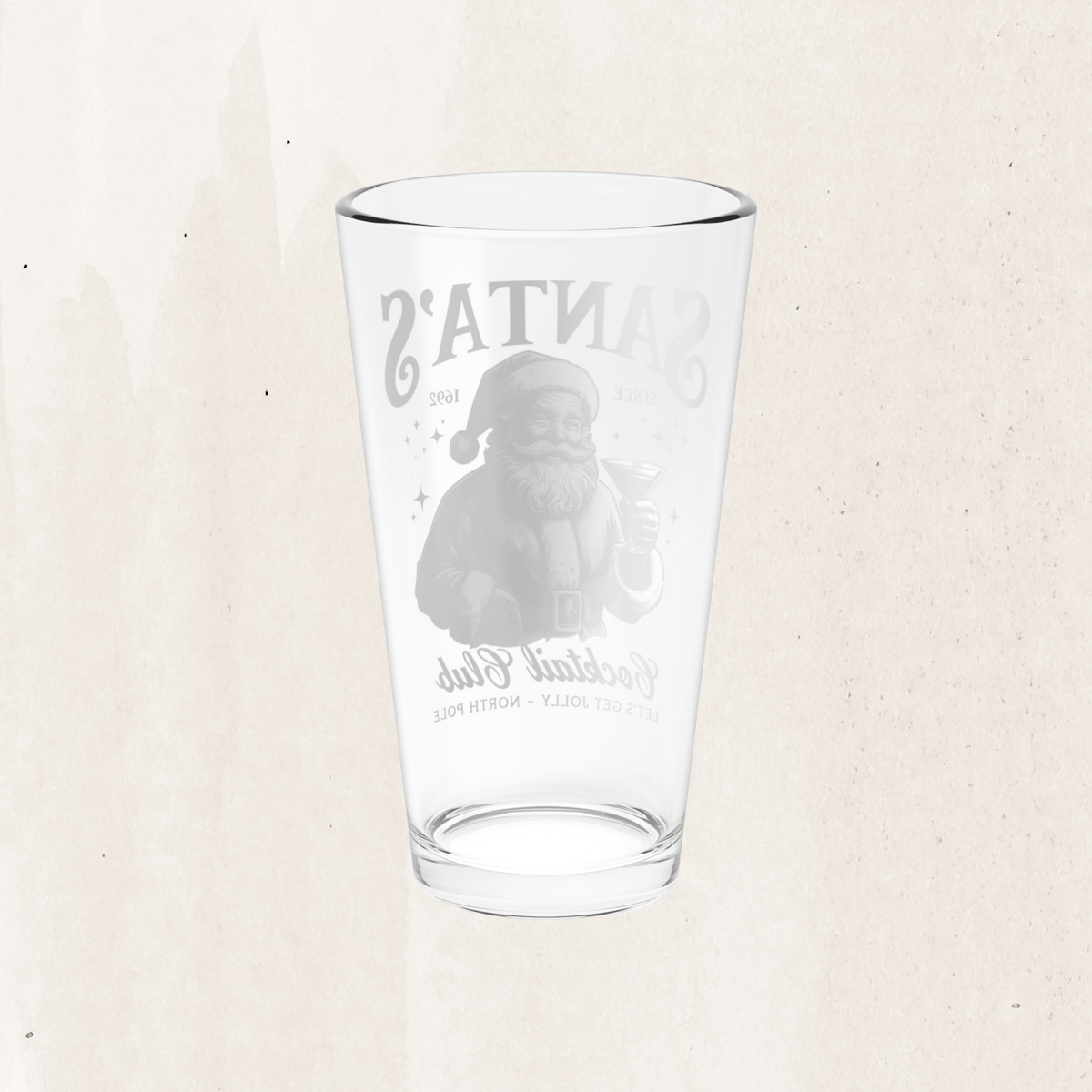 'Santa's Cocktail Club' 16oz Holiday Cocktail Glass