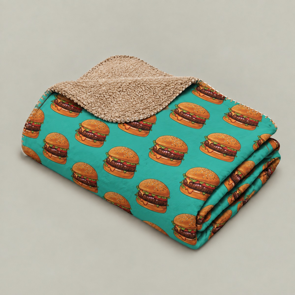 Burger Pattern Sherpa Blanket
