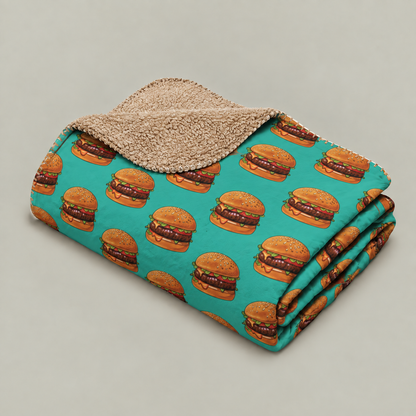Burger Pattern Sherpa Blanket