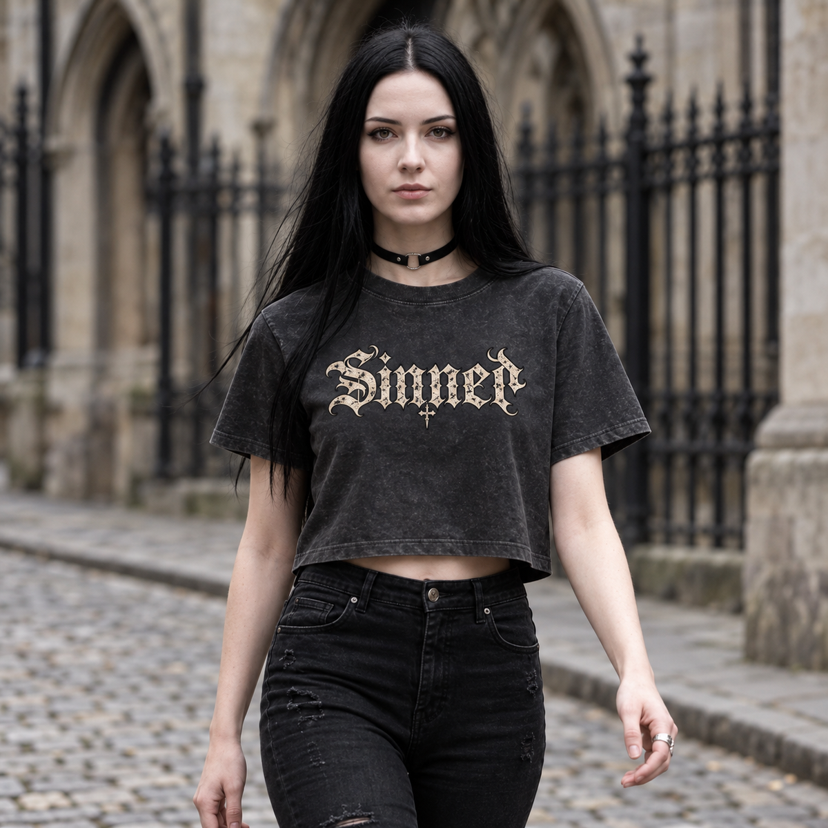 Sinner Gothic Crop Tee
