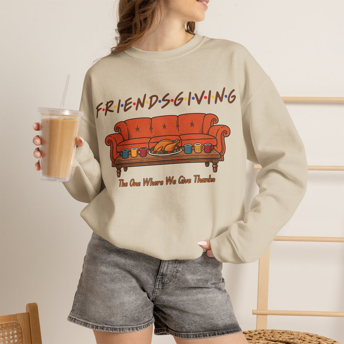 Friendsgiving: The One Where We Give Thanks Crewneck Sweatshirt Printify