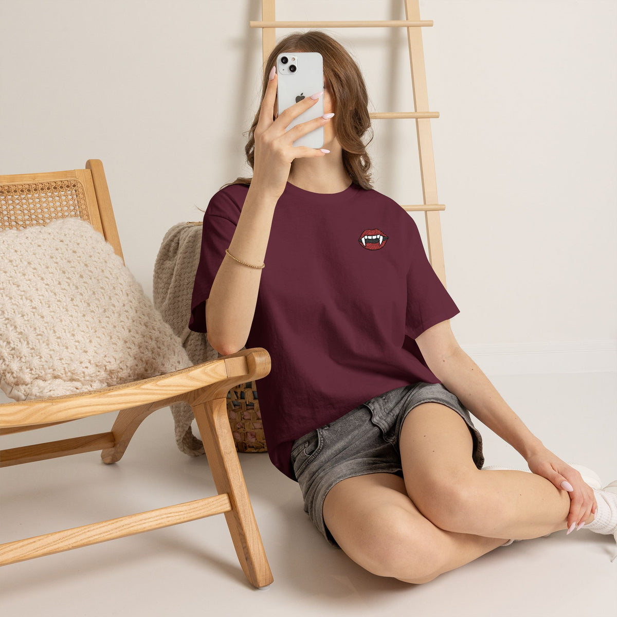 Embroidered Vampire Fangs Tee