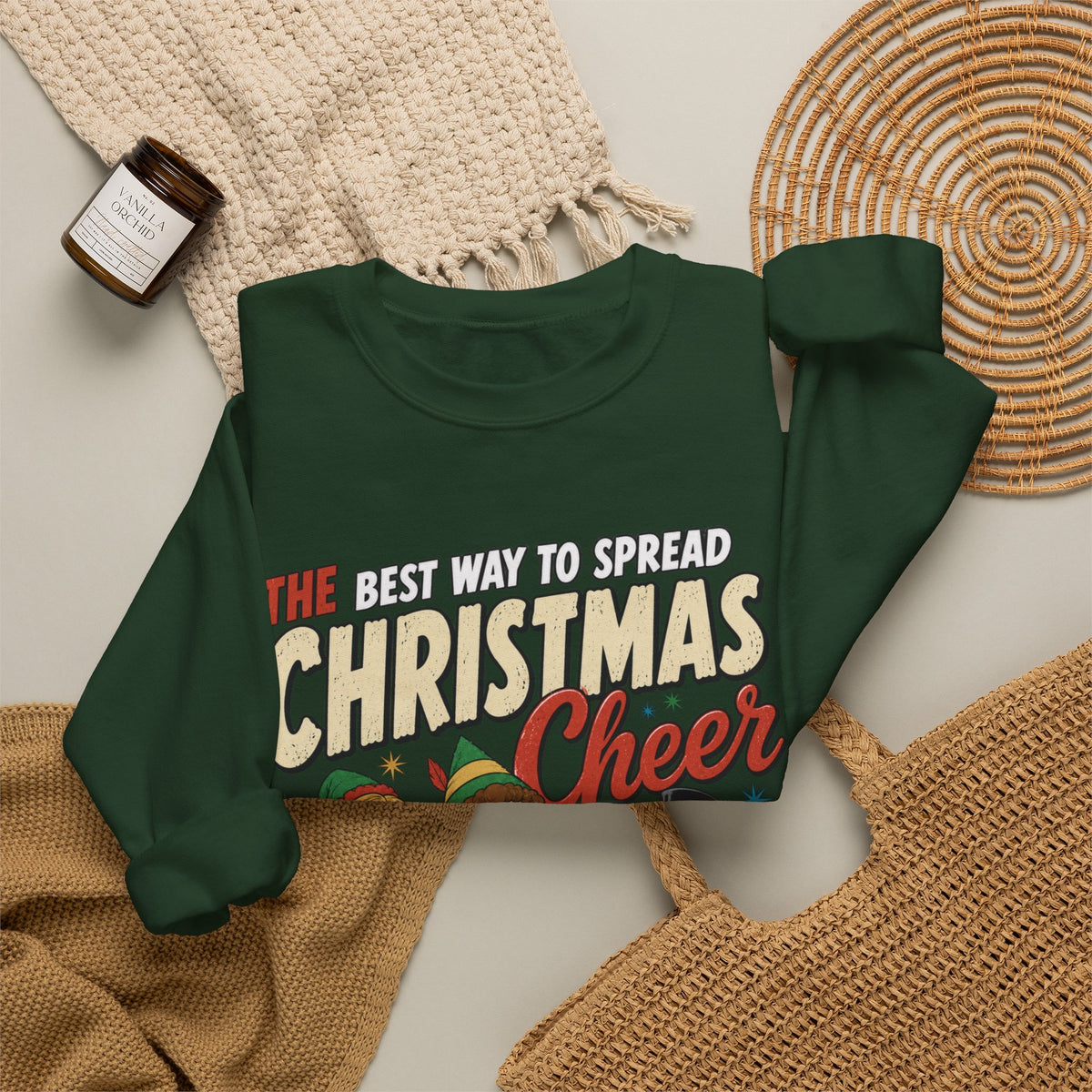 Elf "The Best Way to Spread Christmas Cheer" Christmas Crewneck Sweatshirt