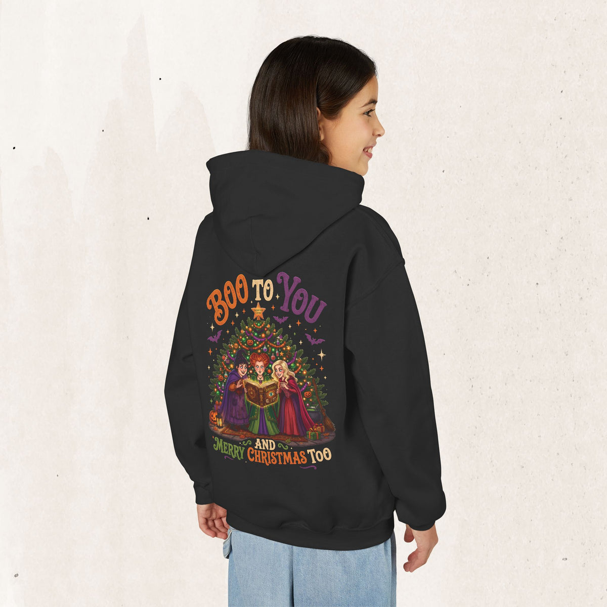 Youth Hoodie — “Boo to You and Merry Christmas Too” Sanderson Sisters