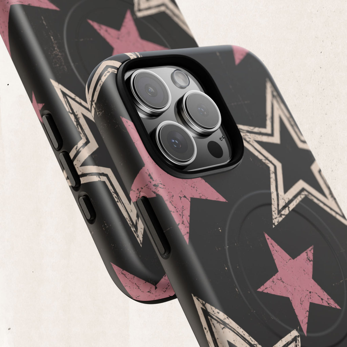 Magnetic Phone Case — Pink Retro Stars Tough Protective Cover Printify