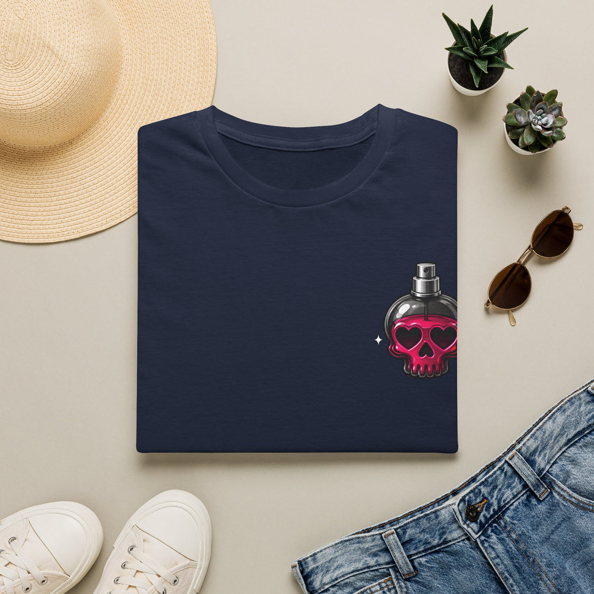 Skull Perfume Bottle Graphic Tee in Navy, alternate view
