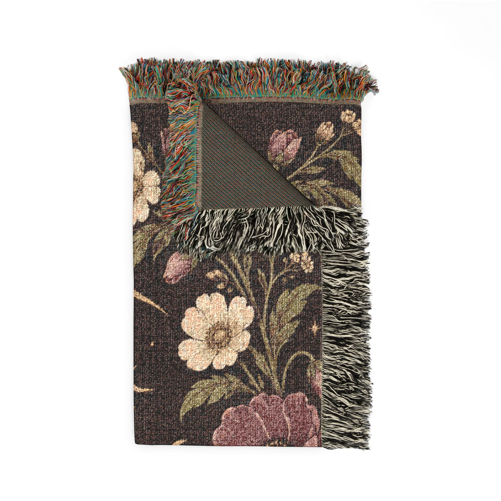 Celestial Moon and Floral Woven Blanket Printify