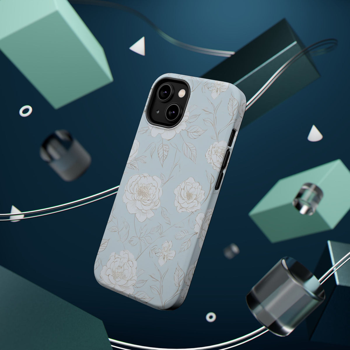 Blue Floral Magnetic Phone Case, alternate view