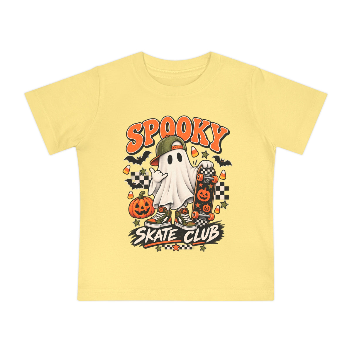Spooky Skate Club Baby T-Shirt — Halloween Ghost Skateboard Tee