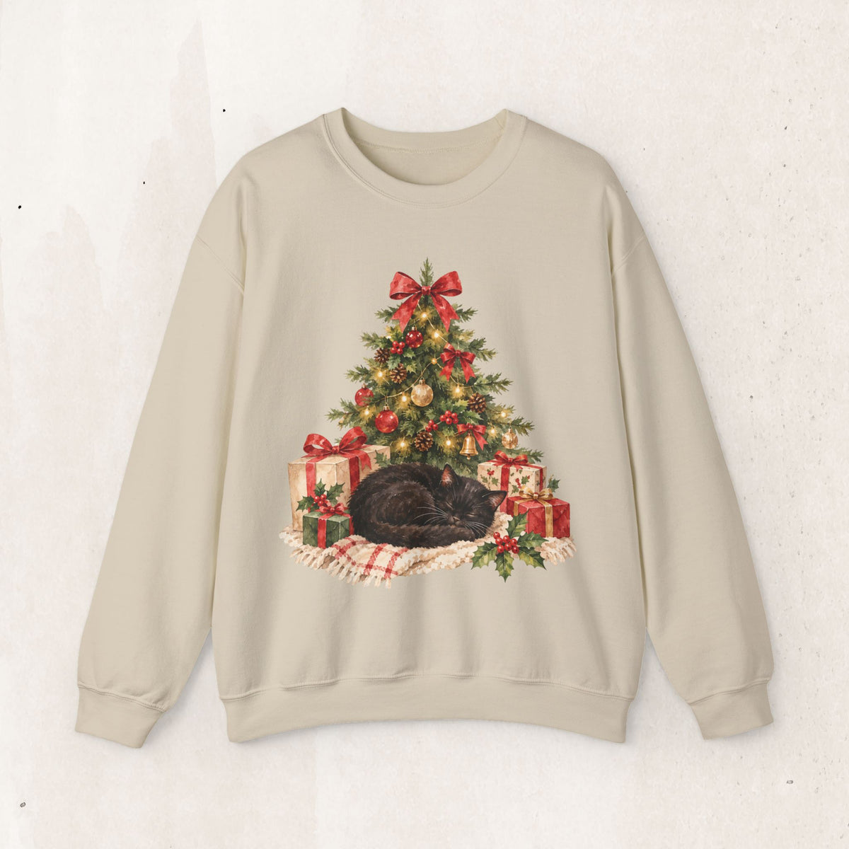 Christmas Tree Cat Sweatshirt, Cat Christmas Crewneck