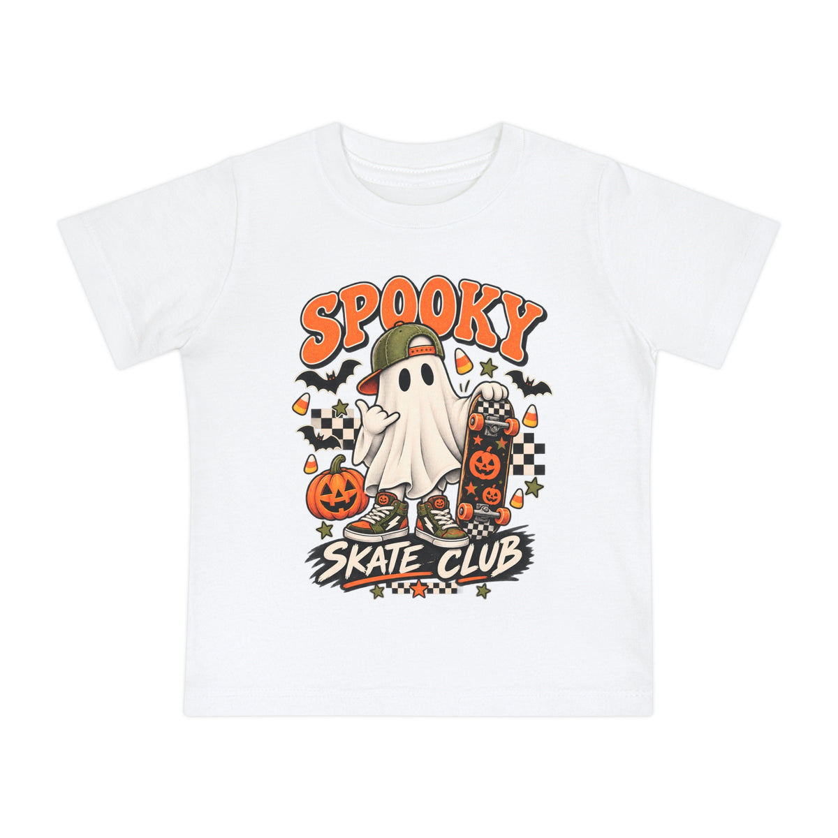 Spooky Skate Club Baby T-Shirt — Halloween Ghost Skateboard Tee