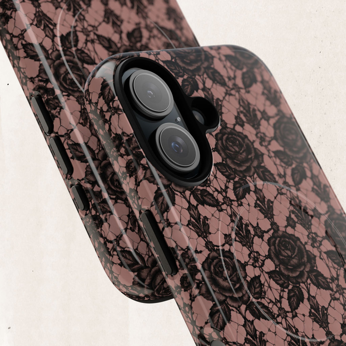Vintage Black Lace Rose Pattern Phone Case