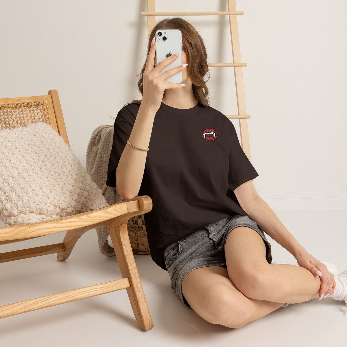 Embroidered Vampire Fangs Tee