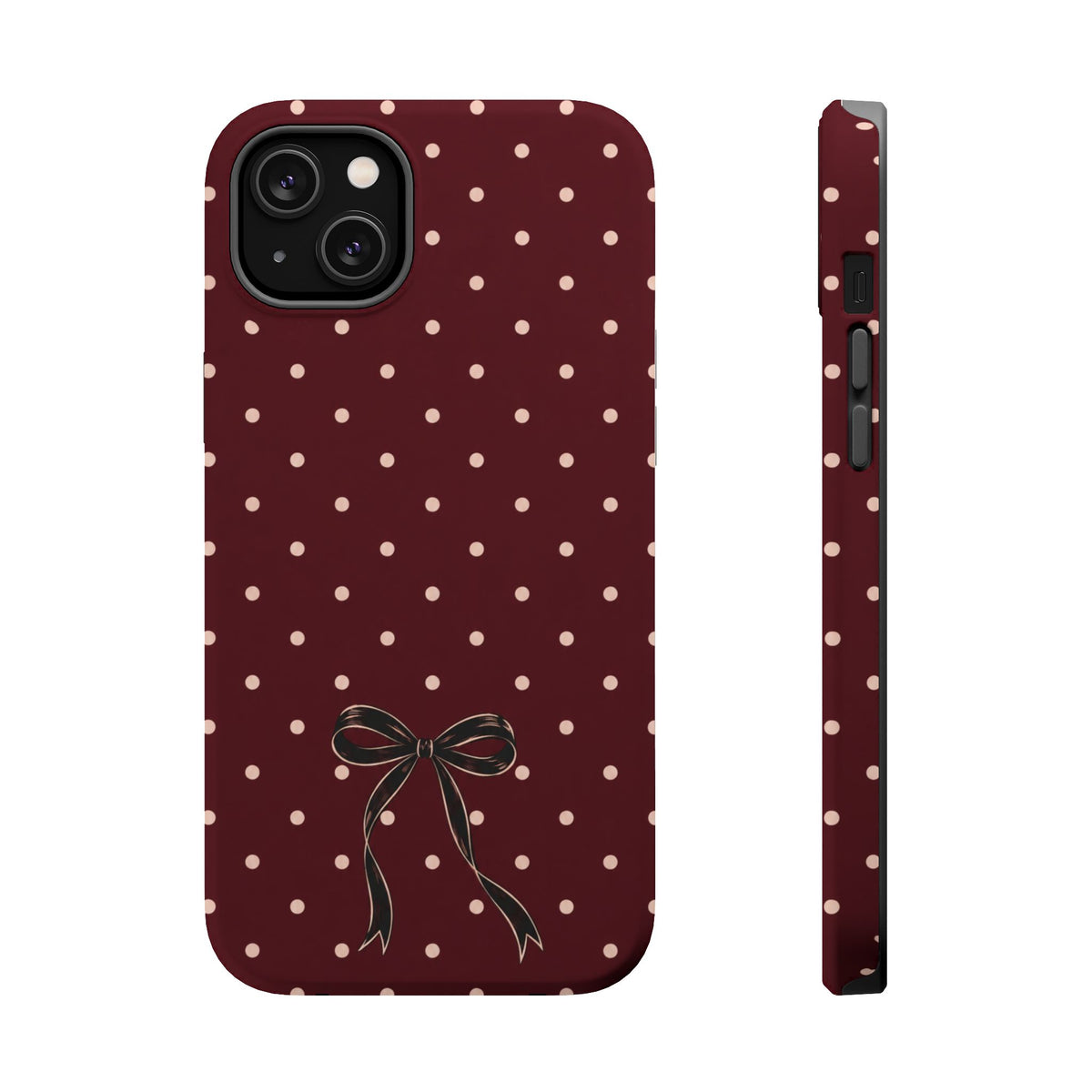 Burgundy Polka Dot Magnetic Phone Case, alternate view