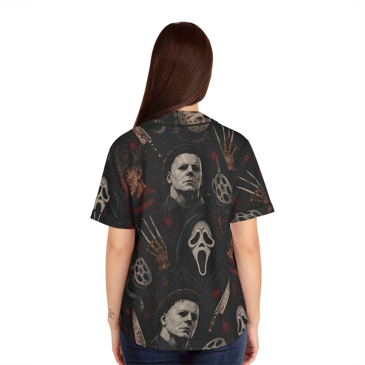 Horror Icons Baseball Jersey in Black, alternate view
