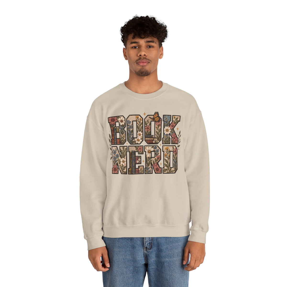 Floral Book Nerd Crewneck Sweatshirt