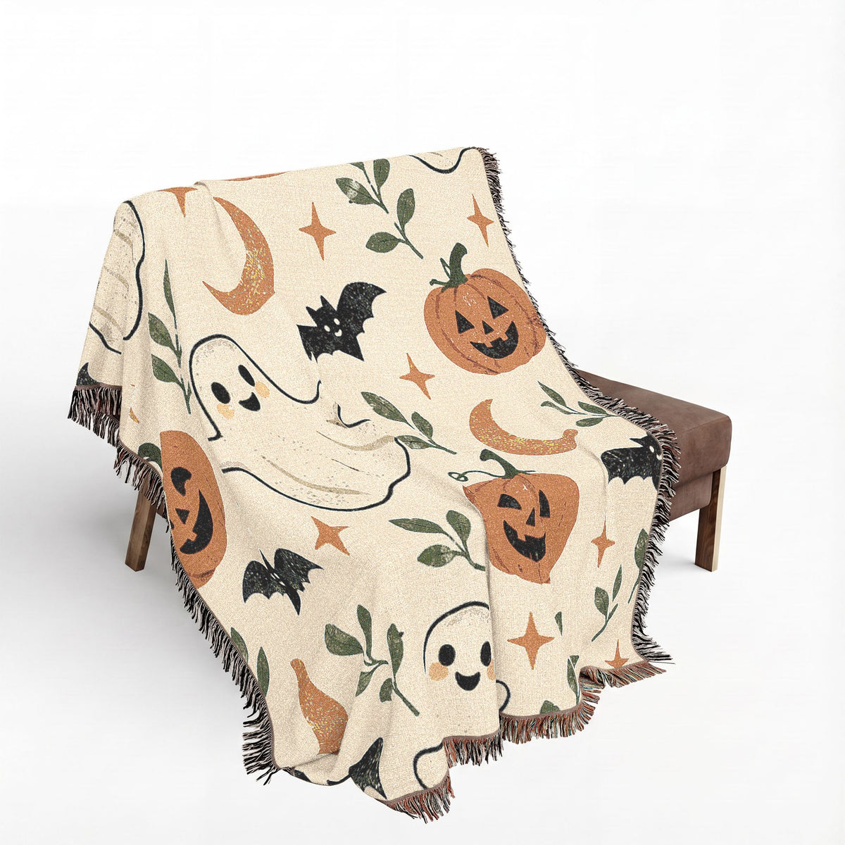 Halloween Ghost & Pumpkin Woven Blanket