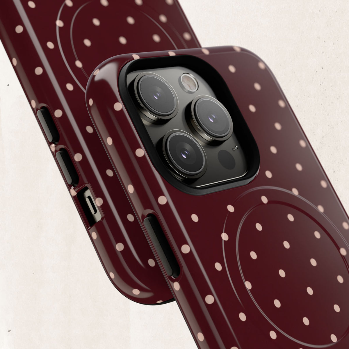 Burgundy Polka Dot Magnetic Phone Case Printify