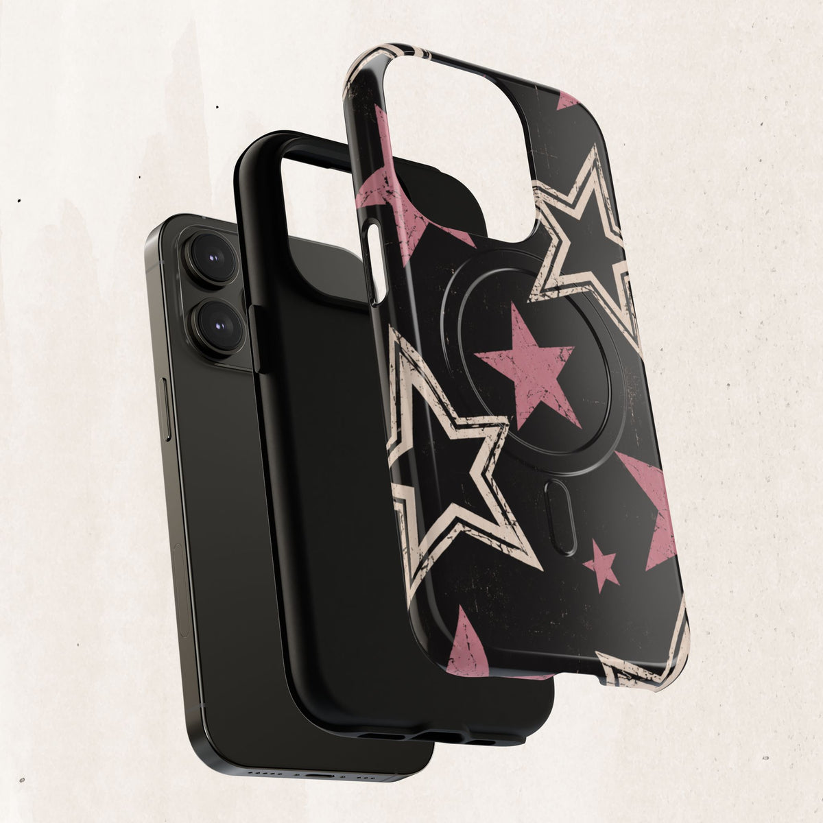 Magnetic Phone Case — Pink Retro Stars Tough Protective Cover Printify
