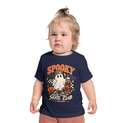 Spooky Skate Club Baby T-Shirt — Halloween Ghost Skateboard Tee
