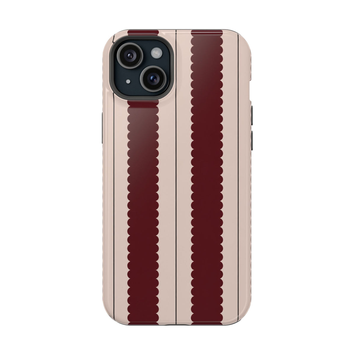 Burgundy Scallop Stripe Magnetic Phone Case, alternate view