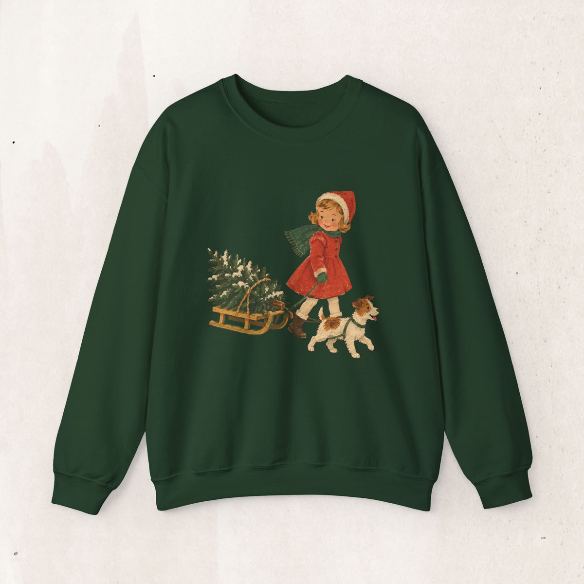 Vintage Christmas Girl and Puppy sweatshirt