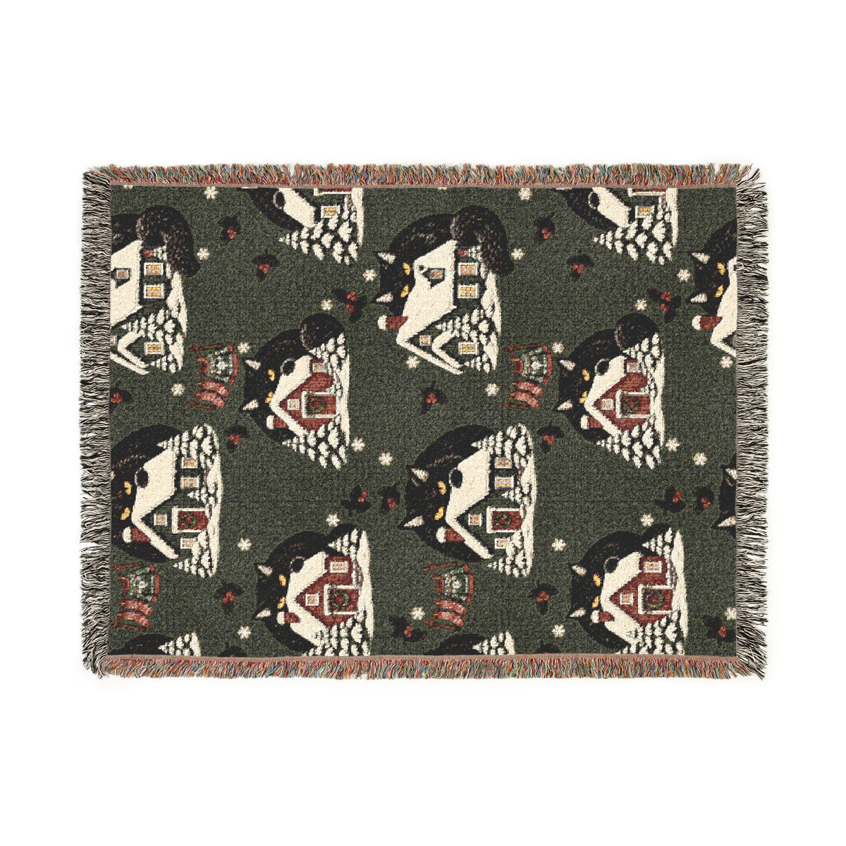 Christmas Yule Cat Woven Blanket, alternate view