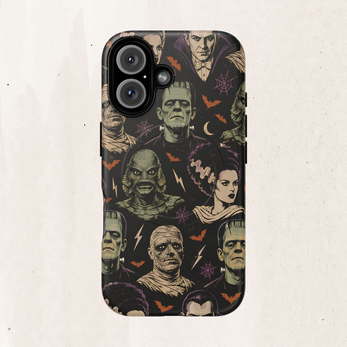 Monster Mash Magnetic Phone Case — Retro Classic Horror Collage